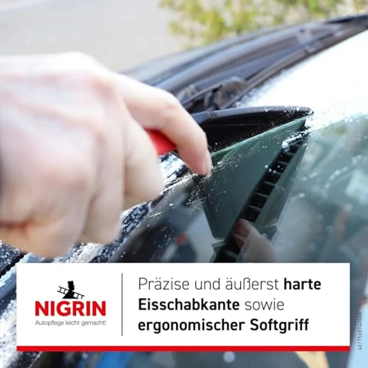 NIGRIN Performance Eiskratzer Eisschaber mit ergonomischem Softgriff und Handschuh, silbergrau – Bild 7