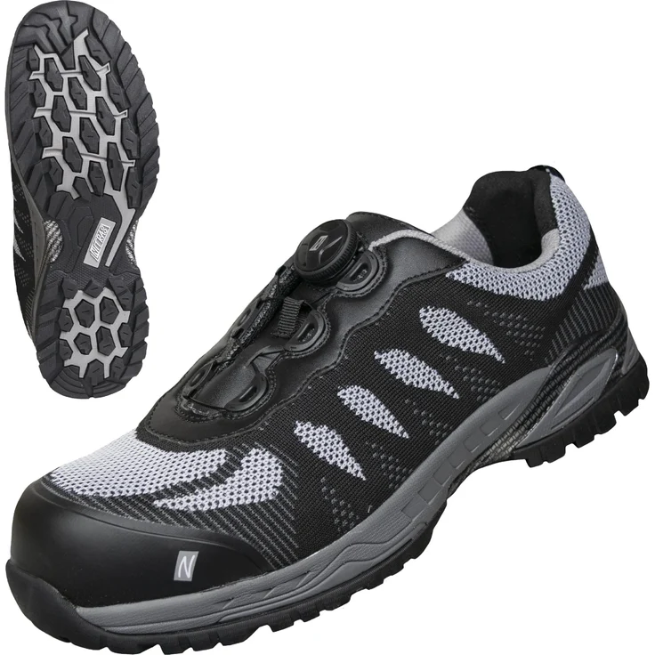 Nitras PRO STEP S1P Sicherheitsschuhe, schwarz/grau, Gr. 45, metallfrei, durchstichhemmend, ergonomische Einlegesohle