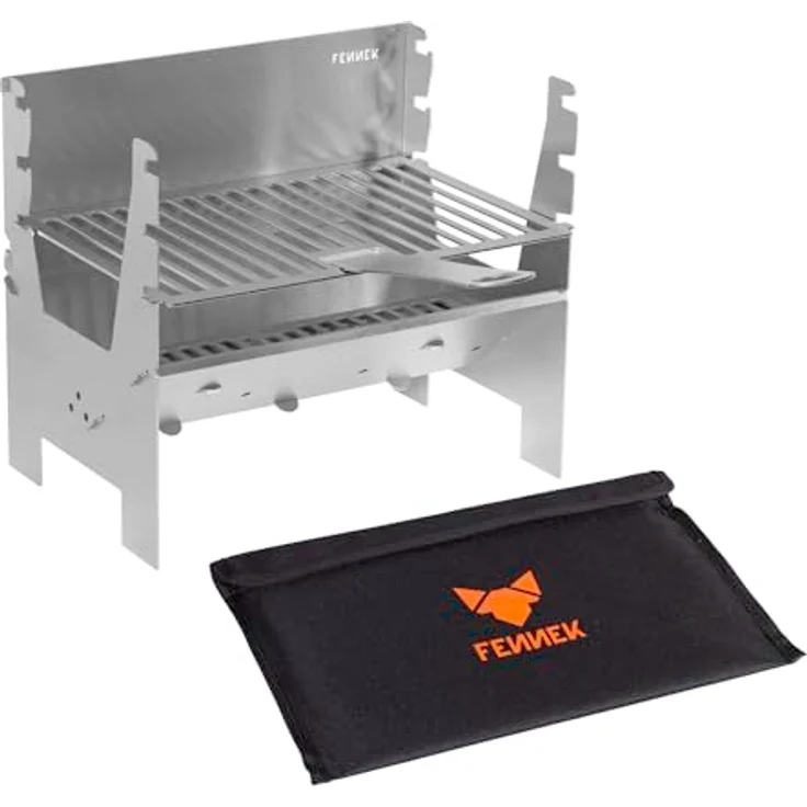 FENNEK - LIGHT Holzkohlegrill - Edelstahl - zerlegbar - Holzkohlegrillfläche 26,9 x 18,3cm klein, 2,3 kg – Bild 2