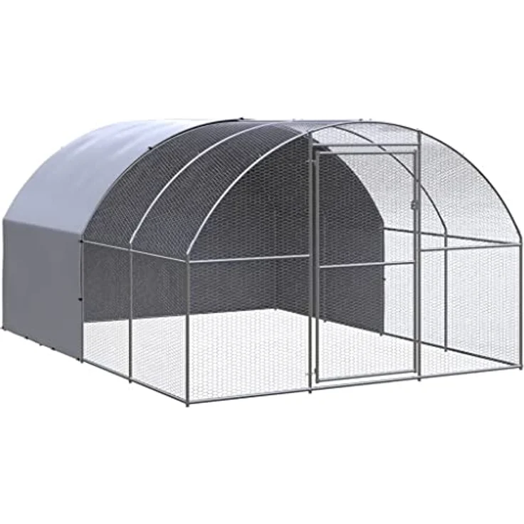 vidaXL Hühnerstall, Outdoor-Hühnerstall aus verzinktem Stahl, 3x4x2 m mit wasserfestem Dach, silber/silbergrau – Bild 1