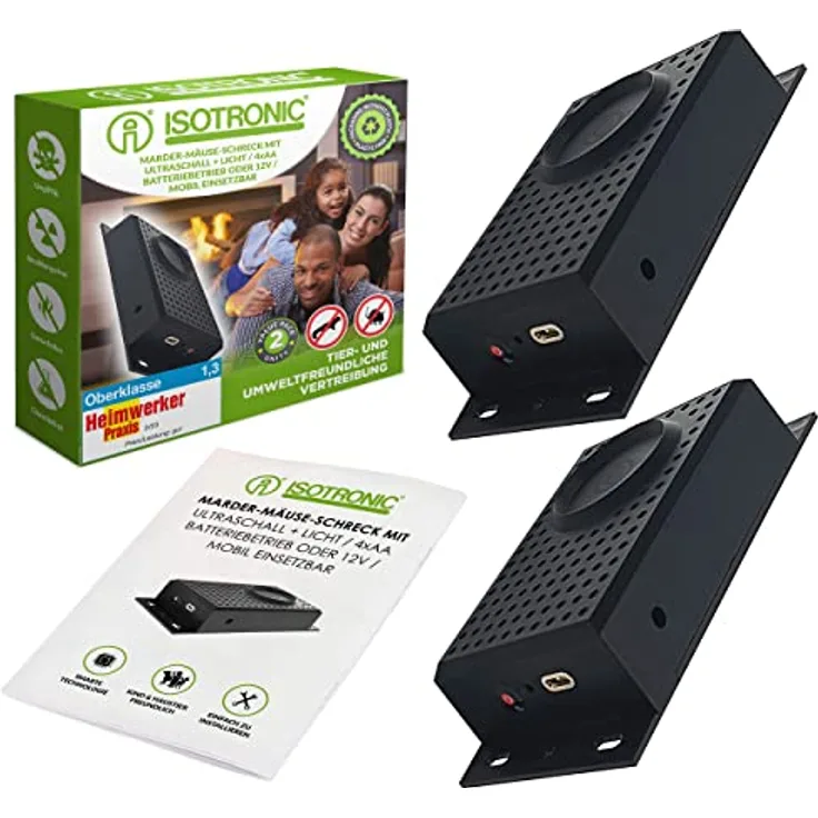 ISOTRONIC Marderschreck zur Installation am Auto - 2 STÜCK | Effektive Marder Abwehr für Autos - mit Ultraschall | Sofortiger & langfristiger Marderschutz im Motorraum (2)