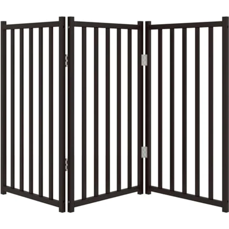 vidaXL Hundetor 3-TLG., Hundegitter Faltbar Pflegeleicht, Schutzgitter für Wohnzimmer Küche Treppe, Haustiertor Türschutzgitter, Schwarz Massivholz Tanne – Bild 5