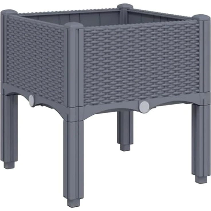 vidaXL Pflanzkasten mit Beinen Grau 40x40x42 cm PP – Bild 1
