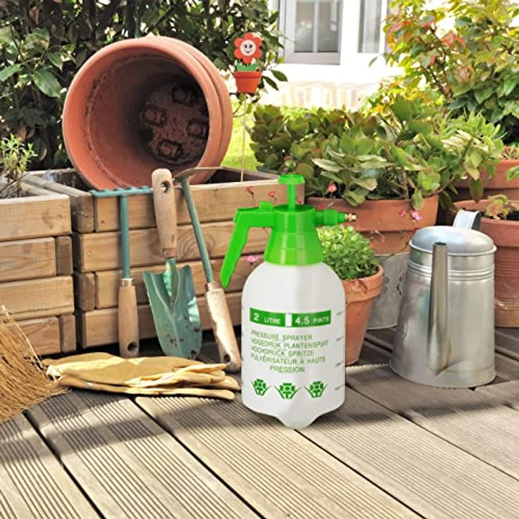 Relaxdays Drucksprüher 2 Liter, einstellbare Messingdüse, für Wasser & Unkrautvernichter, Sprühflasche Garten, weiß/grün: Tests, Infos & Preisvergleich