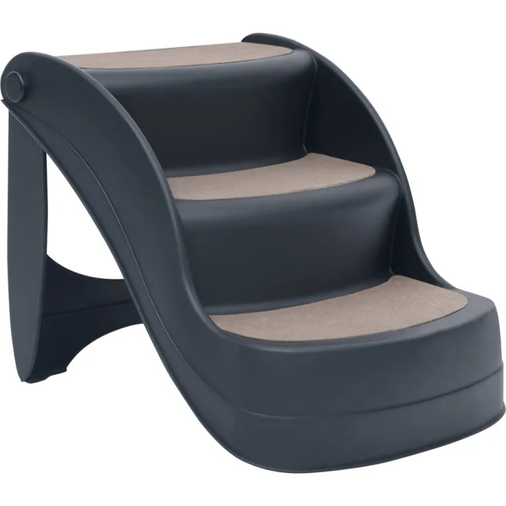 vidaXL Hunderampe Hundetreppe mit 3 Stufen Klappbar Dunkelgrau, 1,37 kg, für Haustiere bis 20 kg, rutschfeste Stufen