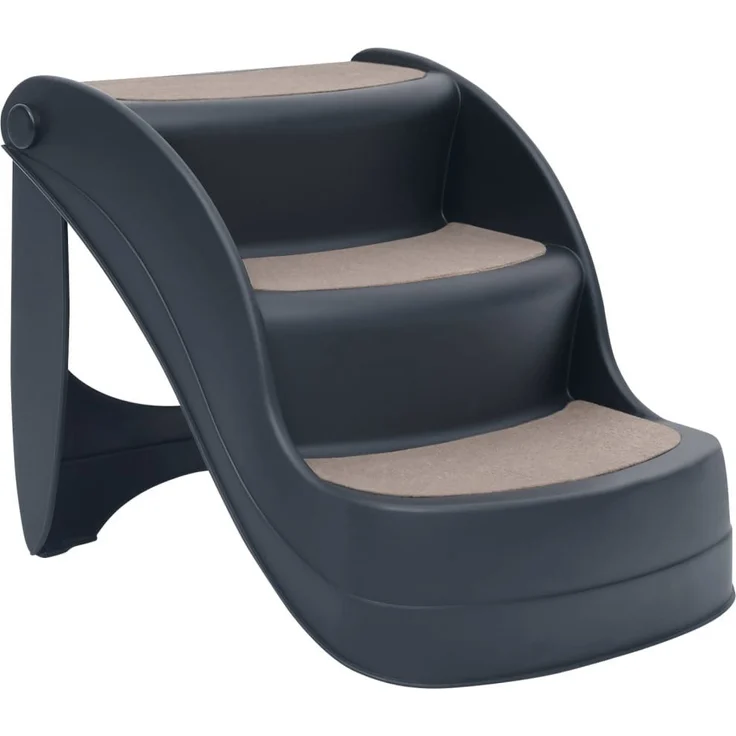 vidaXL Hunderampe Hundetreppe mit 3 Stufen Klappbar Dunkelgrau, 1,37 kg, für Haustiere bis 20 kg, rutschfeste Stufen – Bild 1