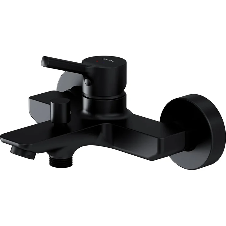 AM.PM FXB10022 X-Joy S Einhebel-Wannenarmatur, Brausearmatur in mattschwarz, mit 35 mm SoftMotion Keramikkartusche und Wasserspar-Technologie