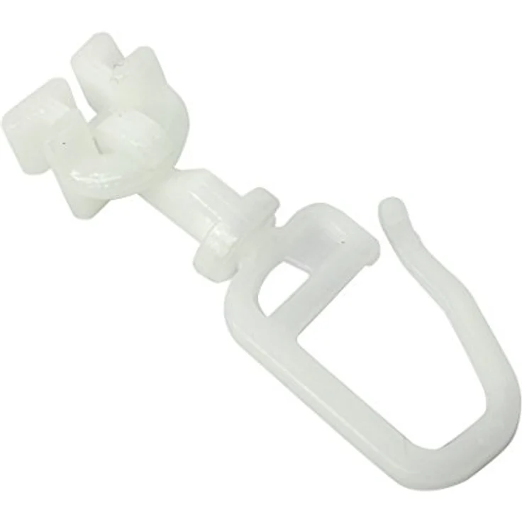 GARDINIA Drehgleiter für Aluminiumschienen / Gardinenstangen mit 6 mm Laufkanal, Mit Gardinenhaken (Faltenlegehaken), 20 Stück, Kunststoff, Weiß – Bild 1