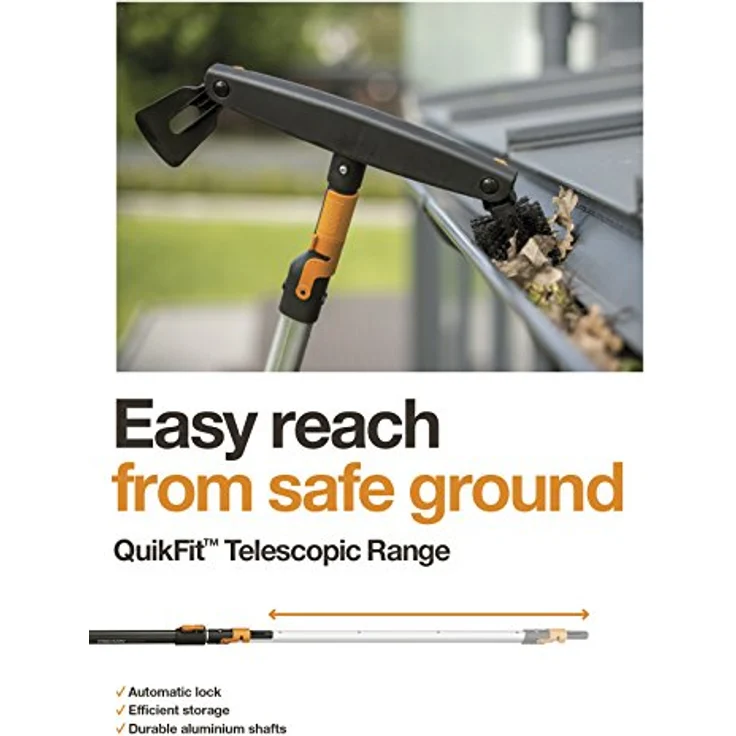 Fiskars Teleskop-Stiel für QuikFit Werkzeug-Köpfe, Länge 2,28 - 4 m, Aluminium, Schwarz-Orange, QuikFit, 1000665 – Bild 6