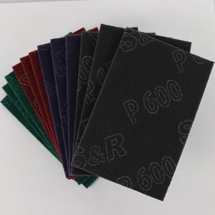 S&R Schleifvlies-Pads – 12er Set mit Körnungen P180-P320-P600-P800, Schleifvlies für Metall, Holz, Stahl & Edelstahl, flexibel einsetzbar zum Schleifen & Polieren – Bild 2