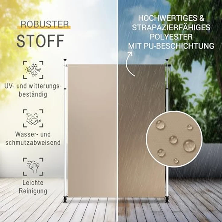 Sol Royal Klemmmarkise Senkrechtmarkise 100x310cm, Sichtschutz & Sonnenschutz für Balkon, Windschutz Garten, Handkurbel, Beige, wasserdicht, ohne Bohren – Bild 5