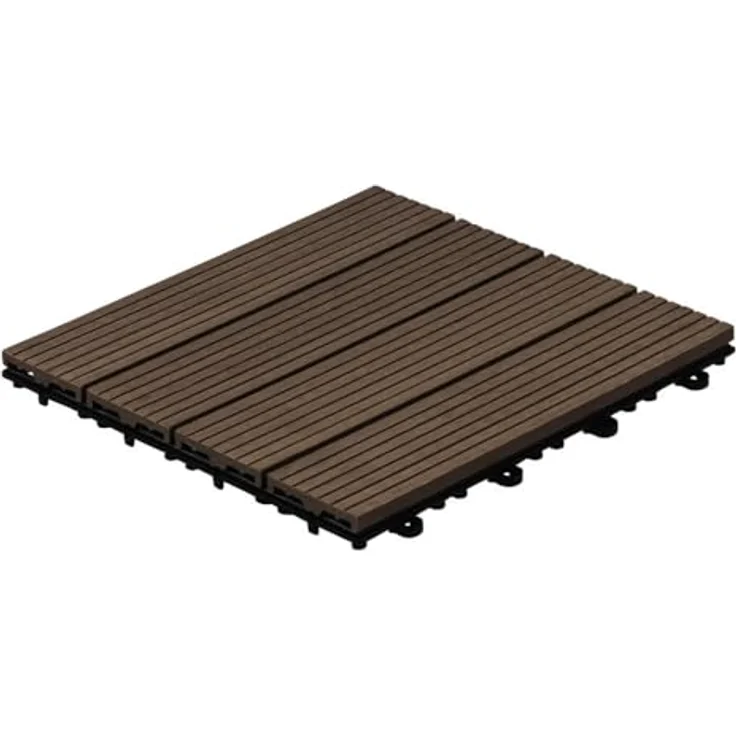 Home Deluxe WPC Klickfliese BAVARO, Dunkelbraun, 3 m², 11 Fliesen à 30 x 30 cm, pflegeleicht und wetterbeständig, Klicksystem für einfache Verlegung – Bild 4