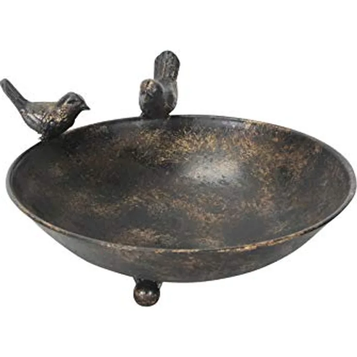 Deko-Impression Vogeltränke Vogelbad Vogel-Futterstelle Eisen massiv bronzefarben 22