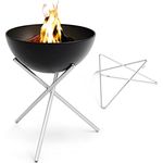 höfats Bowl 70 Feuerset Flex - raucharme Feuerstelle mit Plancha Grillplatte und Grillrost - kippbarer Feuerkorb, Stahl emailliert – schwarz, Ø 70 cm