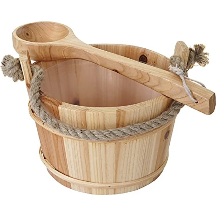 Mendler Saunakübel mit Einsatz HWC-B26, Saunazubehör Saunaeimer Saunakelle Aufguss, Kiefernholz 3,5 L ~ hell-braun – Bild 2