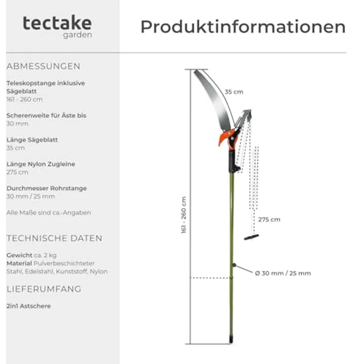 Teleskop Astschere mit Säge – Bild 6