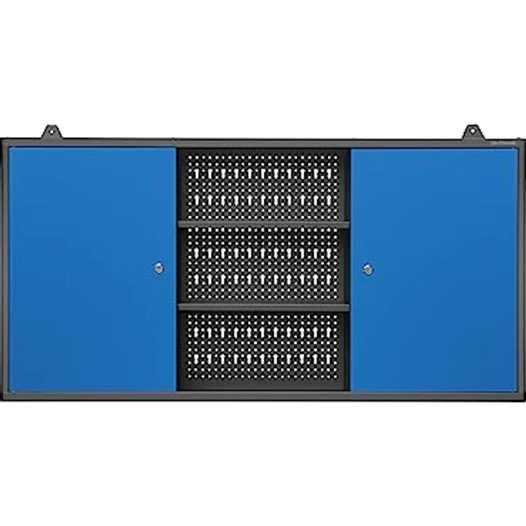 Jan Nowak Hängeschrank Ben, kompakte Werkzeugaufbewahrung mit 2 abschließbaren Fächern, Anthrazit/Blau, 60x120x20 cm – Bild 5