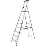 STIER Stufen Stehleiter 8 Stufen einseitig begehbar, Alu-Sicherheits-Stehleiter, Mehrzweckleiter