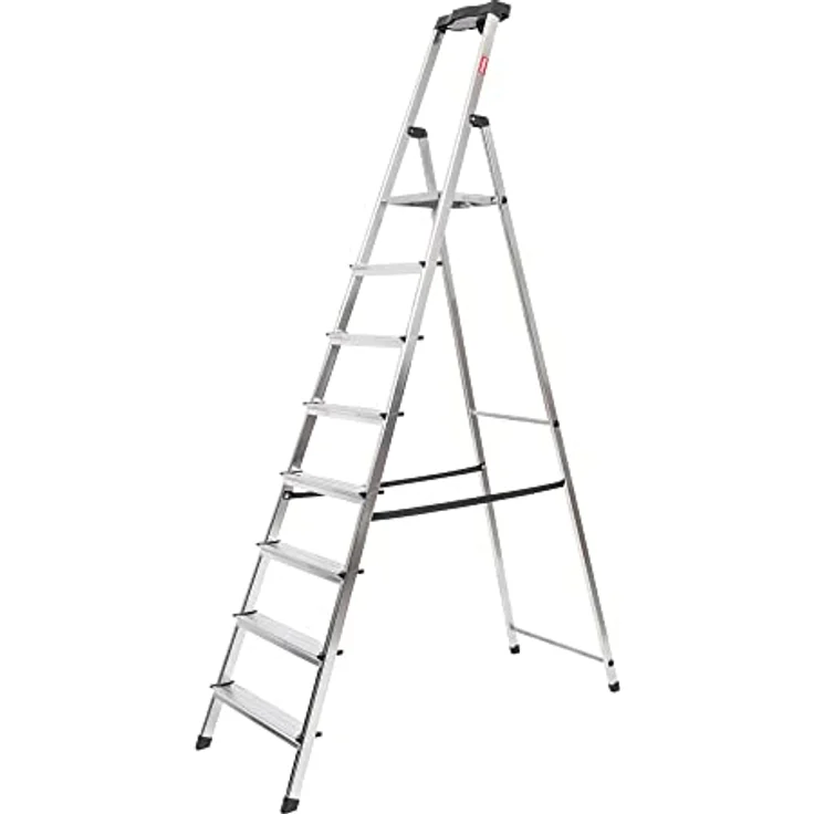 STIER Stufen Stehleiter 8 Stufen einseitig begehbar, Alu-Sicherheits-Stehleiter, Mehrzweckleiter – Bild 1