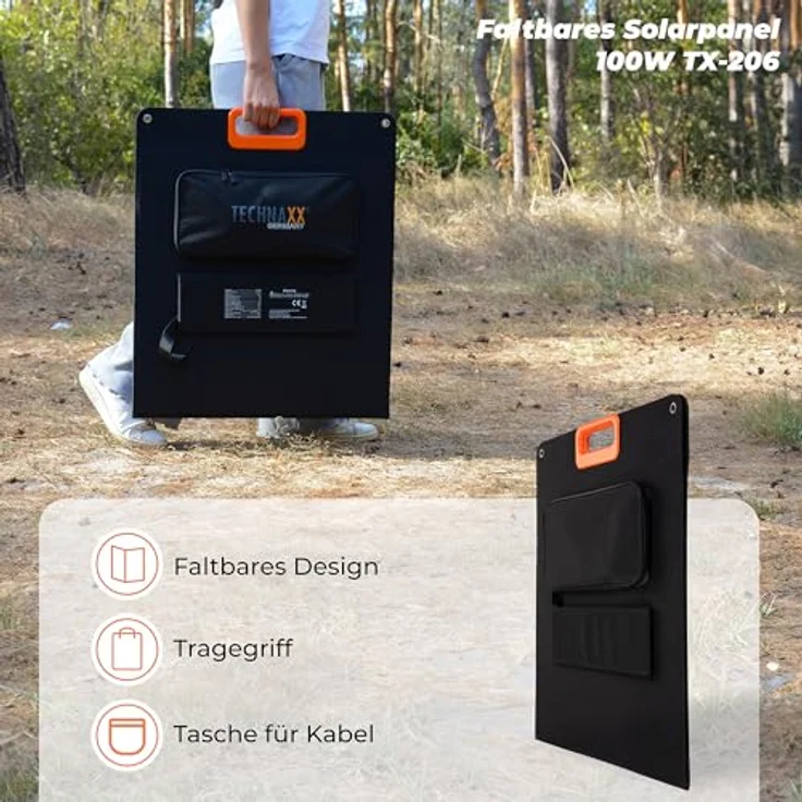 Technaxx TX-206, Solarpanel 100W mit hohem Wirkungsgrad, faltbar, mit Adapterkabel für Powerstations, 4 kg – Bild 4