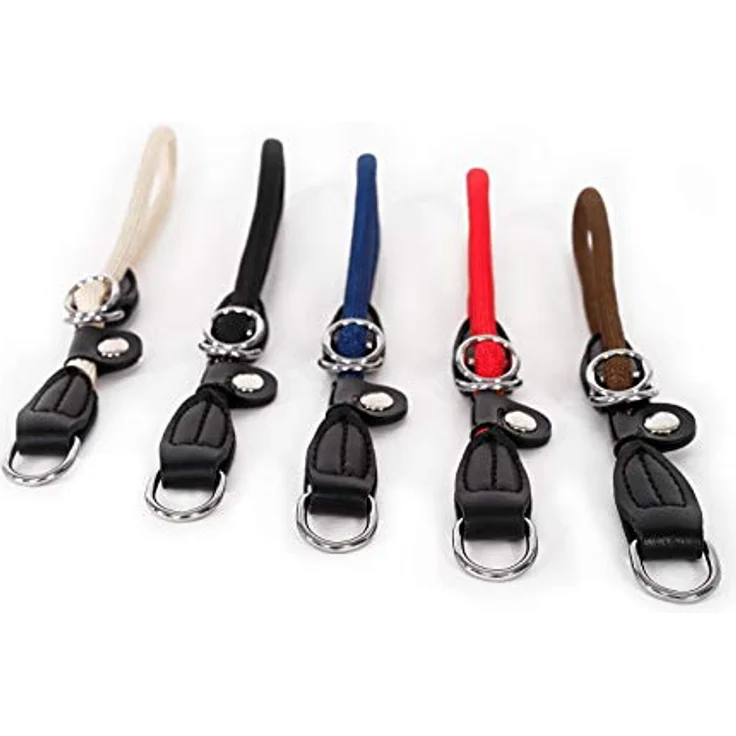 lionto Hundehalsband Nylon, Zugstopp-Halsband für Hundetraining, 55 cm Länge, 1 cm dick, rot, Lederimitat mit Metallring und stufenlosem Schieber – Bild 2
