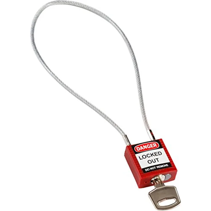 Kompaktes Kabel-Sicherheits-Vorhängeschloss, 32mm x 16mm x 400mm, Rot