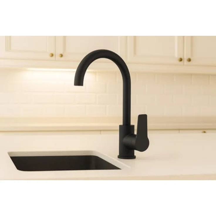 Primaster Küchenarmatur Münster, Küchenarmatur in Schwarz mit Wassersparfunktion und Marken-Luftsprudler – Bild 2