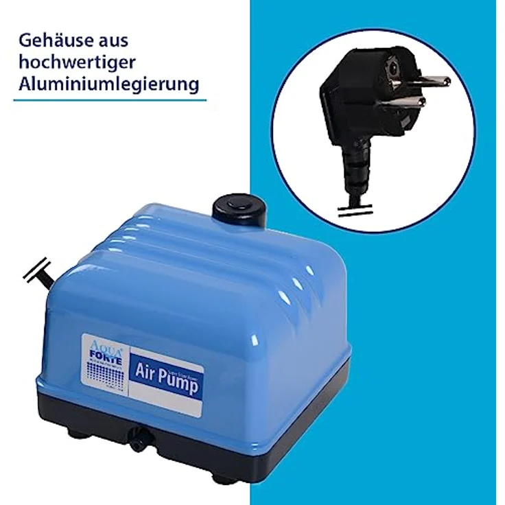 Aqua Forte Hi-Flow Luftpumpe V10FFP, 4 l/min (bei 1,2 m), 13x13x12 cm, blau – Bild 3