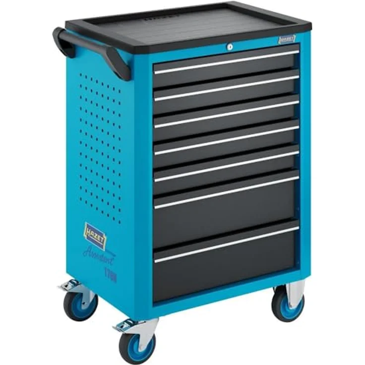 Hazet Werkstattwagen Assistent, mobile Organisation, 5 flache und 2 hohe Schubladen, L 780 mm, B 500 mm, H 1018 mm, robust und flexibel – Bild 2