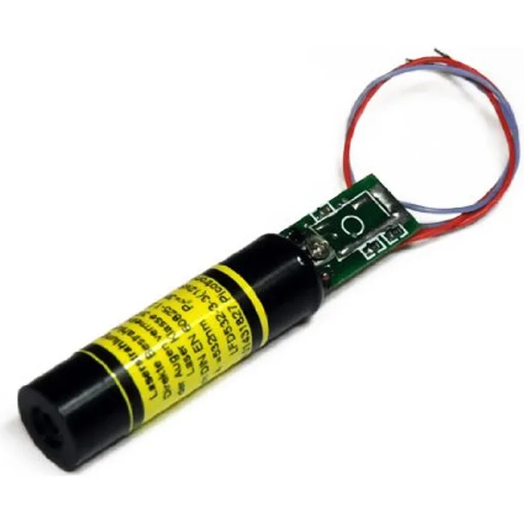 LASERFUCHS Punktlaser, grün, 532 nm, 1 mW, 3 V DC, Ø12x60 mm, Laserklasse 2, Fokus kollimiert, Kabellänge 100 mm - 70105612