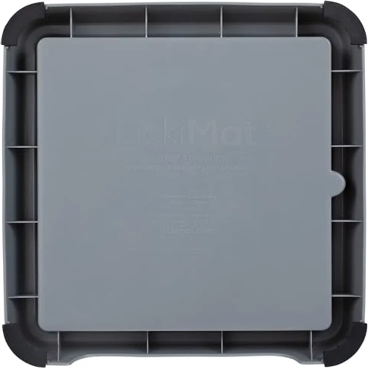 LickiMat Futternapf Keeper, grauer Fressnapf mit Gummifüßen und hochziehbarer Aussparung, 25,3 x 25,3 x 5 cm – Bild 5