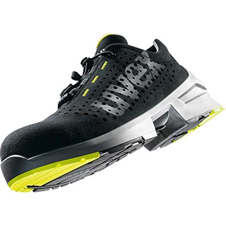 Uvex 1 S1 SRC ESD 85438, flache Sicherheitsschuhe mit rutschhemmender Sohle, Schwarz / Gelb, Größe 35 EU – Bild 11