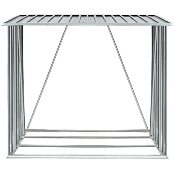 vidaXL Brennholzlager Stahl Grau Kaminholzunterstand Kaminholzregal Holzlager – Bild 4