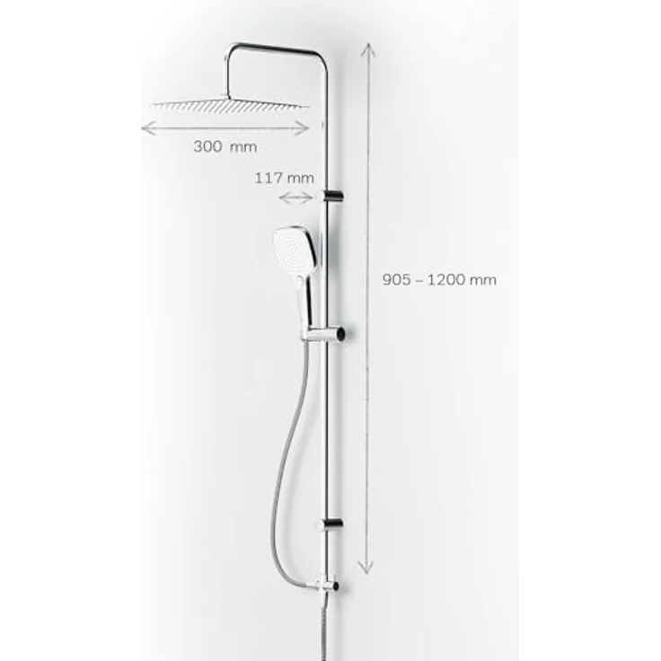 AM.PM Duschsystem PLAY, Regendusche mit teleskopischer Duschstange, 3 Strahlarten, Edelstahl Kopfbrause, Chrom – Bild 7