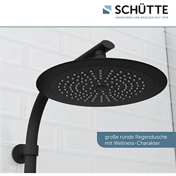 SCHÜTTE MADURA Duschsystem mit Thermostat, Duschset Regendusche inkl. Kopfbrause, Handbrause, mit Duschstange, Überkopf Brauseset Duschsäule Duscharmatur in Matt Schwarz – Bild 5