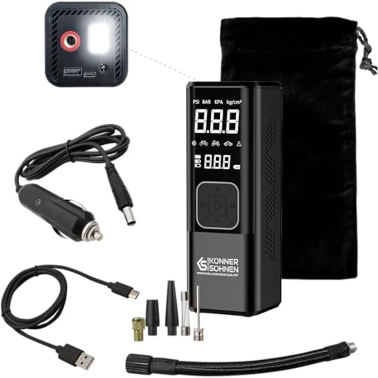 Könner & Söhnen KS P20, tragbarer Kompressor mit 150 Psi Betriebsdruck und integriertem Display, 22 l Tankvolumen, akkubetrieben – Bild 7