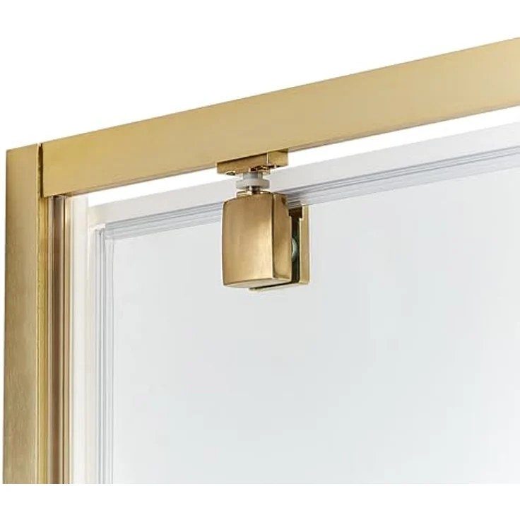 BELIANI Duschkabine Gold, Sicherheitsglas mit verchromtem Aluminiumrahmen und Magnetschloss, Einzeltür 90x90x185cm, modernes elegantes Design – Bild 4