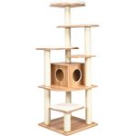 COSTWAY Kratzbaum Katzenbaum, XXL 175 x 86,5 x 86,5 cm, 6-stufig, Natürliche Farbe, mit 1 Höhle & 5 Matten