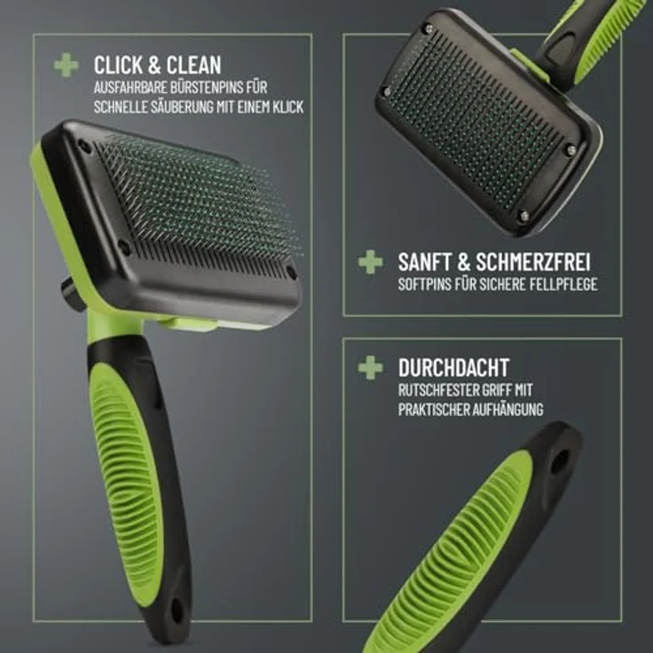 ReaVET Hundebürste, Katzenbürste für Langhaar - Selbstreinigende Haustierbürste Zupfbürste - Fellbürste Fellpflege Bürste für Katzen & Hunde – Bild 4