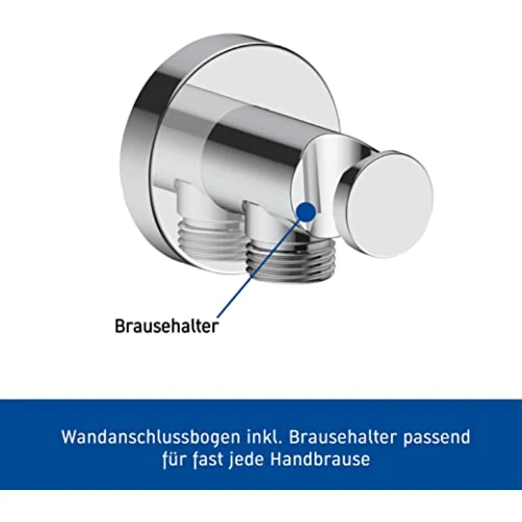 Duravit Universal Wandanschlussbogen, Schlauchanschluss inkl. Brausehalterung, Brauseanschlussbogen mit runder Wandabdeckung, Chrom – Bild 2