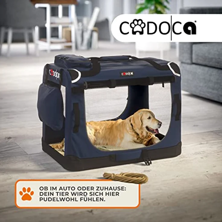 Cadoca Hundetransportbox faltbar Größe XL Blau – Bild 2