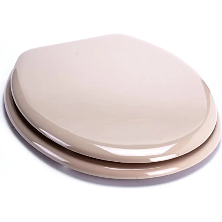MSV WC-Sitz Cleo MDF, 45 cm x 37 cm x 5,6 cm, beige, feuchtigkeitsresistent, rostfreie Scharniere, rutschfest – Bild 4
