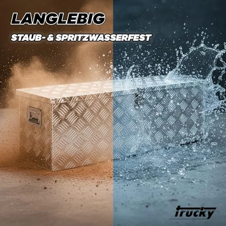 Trucky Truckbox D100, Aluminium Deichselbox mit Schloss und Schlüssel, stabil und wasserdicht, 99 x 33 x 32 cm – Bild 4