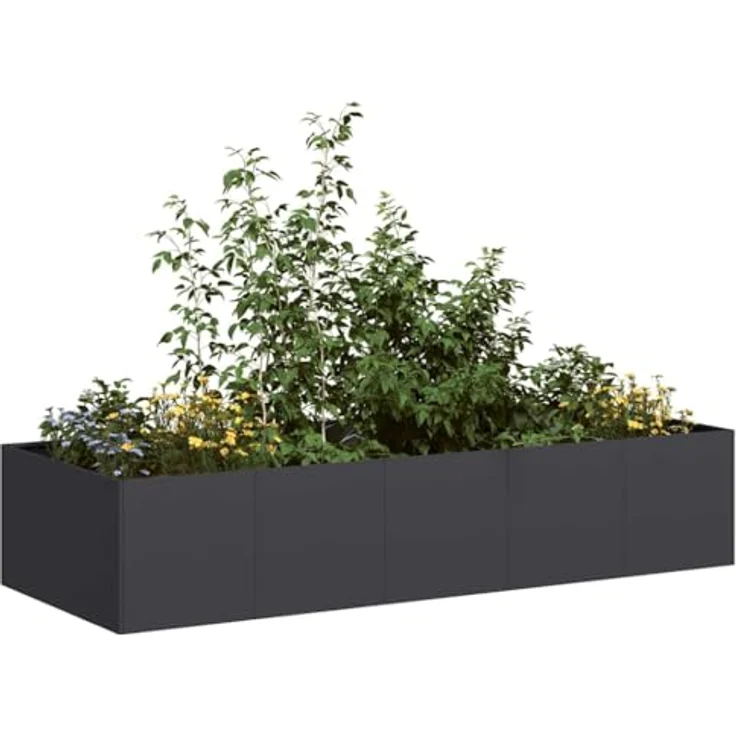 vidaXL Pflanzgefäß Olivgrün 200x80x40 cm Stahl, Garten-Garten-Pflanzkübel mit viel Platz und erhöhter Stabilität – Bild 2