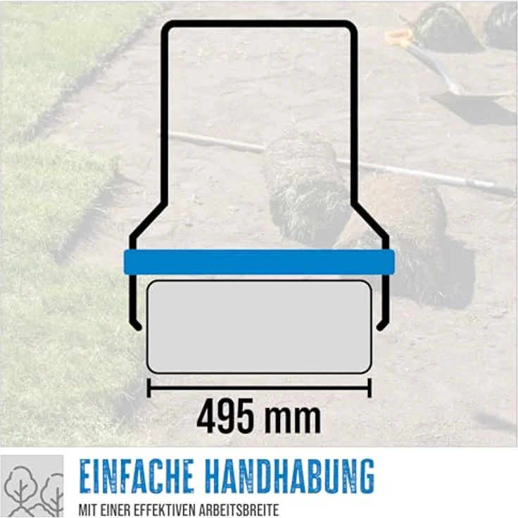 Güde Streuwagen Güde Rasenwalze GRW 500, Metall Korpus, ergonomisch geformter Führungsholm, Softgriff, 62 l Füllvolumen, 495 mm Arbeitsbreite, blau – Bild 3