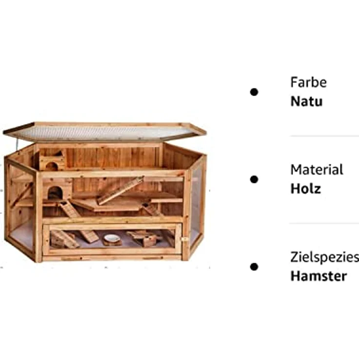 HTI-Line Hamsterkäfig Gino Hamsterkäfig Kleintiervilla Kleintierstall Holzkäfig Nagerstall Mäusekäfig Kleintierstall Holz – Bild 5