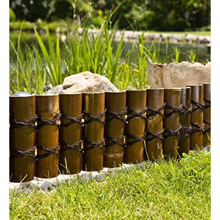Windhager Beeteinfassung Bambus, Steckzaun, Rasenkante, Beetumrandung, Palisade, 90 x 20cm (35 cm inkl. Befestigungsfüße), 06899 – Bild 2
