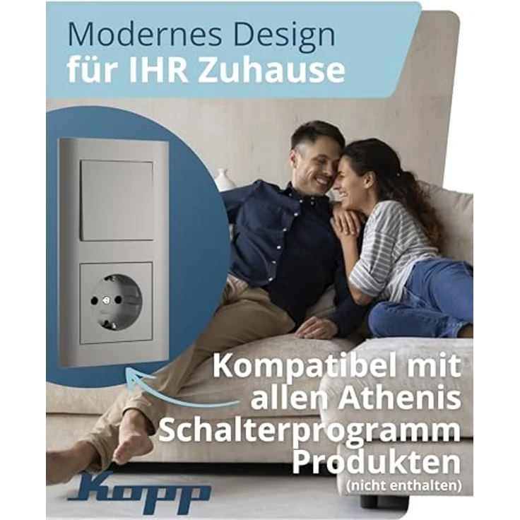 Kopp Abdeckrahmen Athenis 2-fach, Stahl, senkrechte und waagerechte Installation – Bild 3