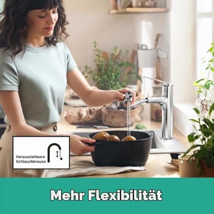 hansgrohe Küchenarmatur 160 Zesis M33, Metall Ausziehbrause Pro mit 2 Strahlarten, chrom, 150° schwenkbar – Bild 4