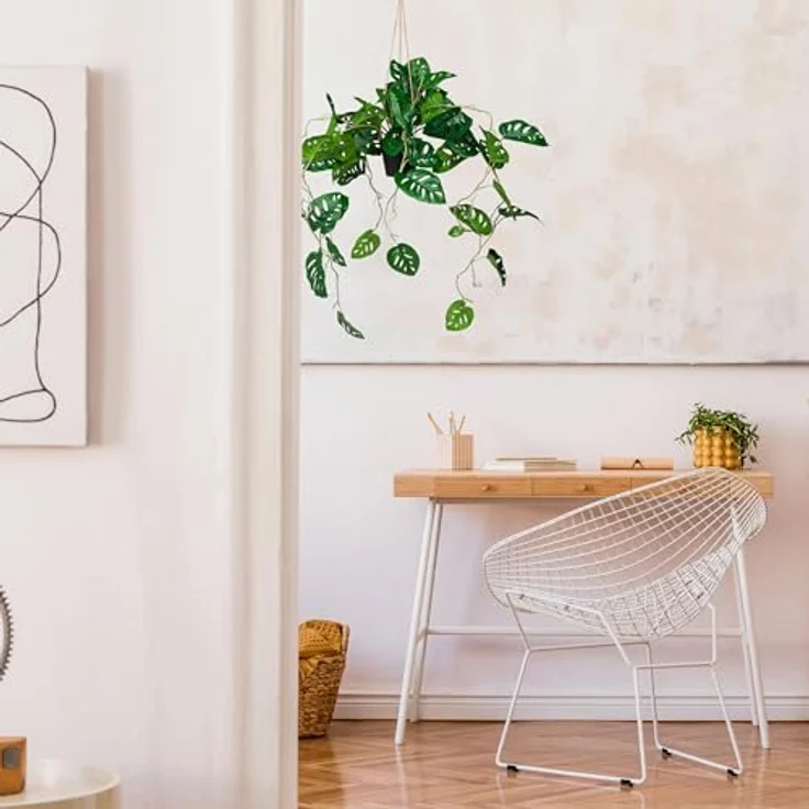 hjh OFFICE Kunstpflanze MONSTERA CLIMB Kunststoff Monstera, Höhe 100.0 cm, Künstliche Hängepflanze im Topf, Deko Pflanze Fensterblatt – Bild 2